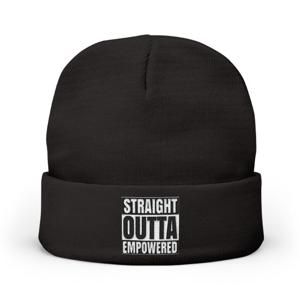 Straight Outta Empowered Knit Beanie — Embroidered 'Empowered Icon' Colorful Cuffed Hat