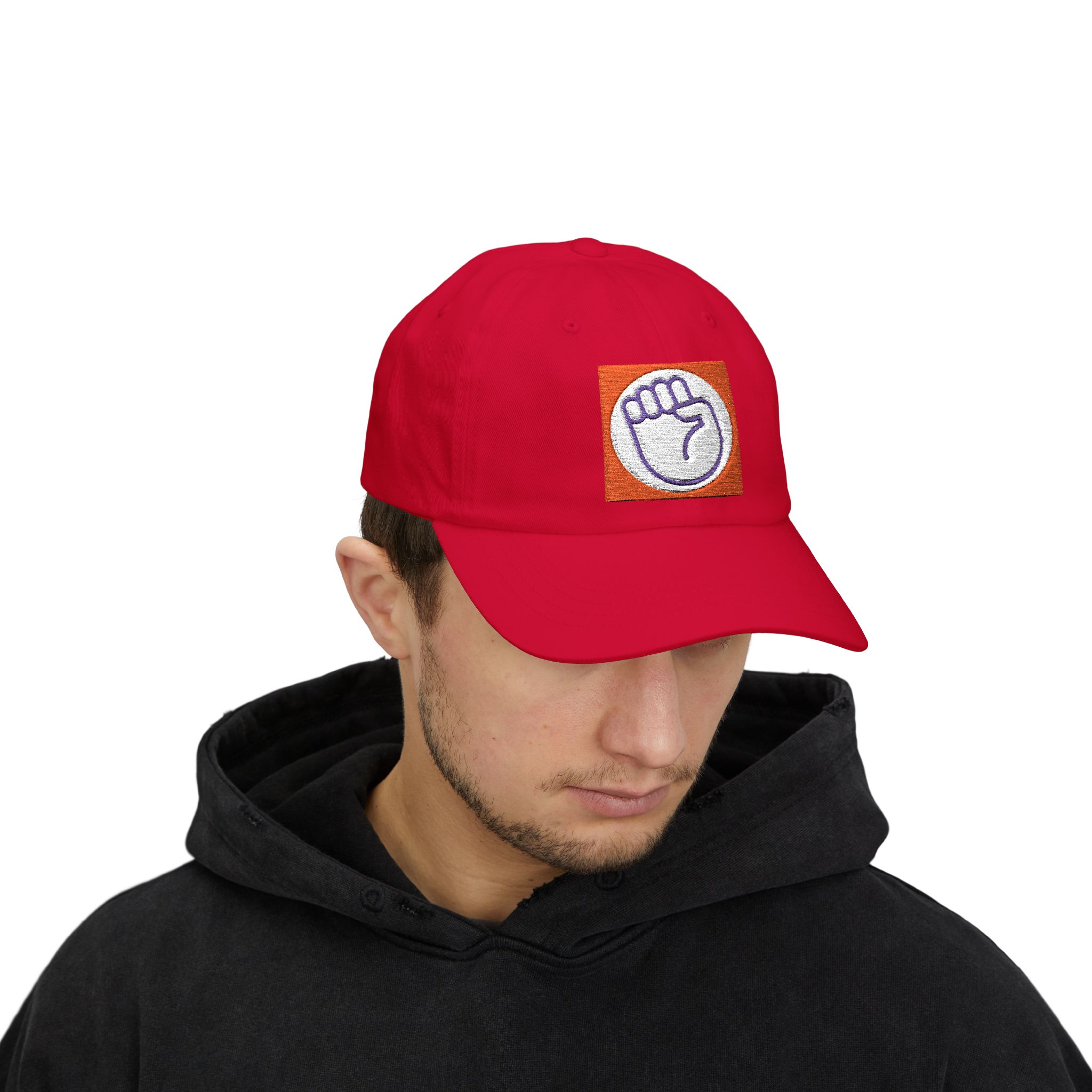 Embroidered Power Fist Dad Cap — Retro Orange Patch Baseball Hat - Image 19