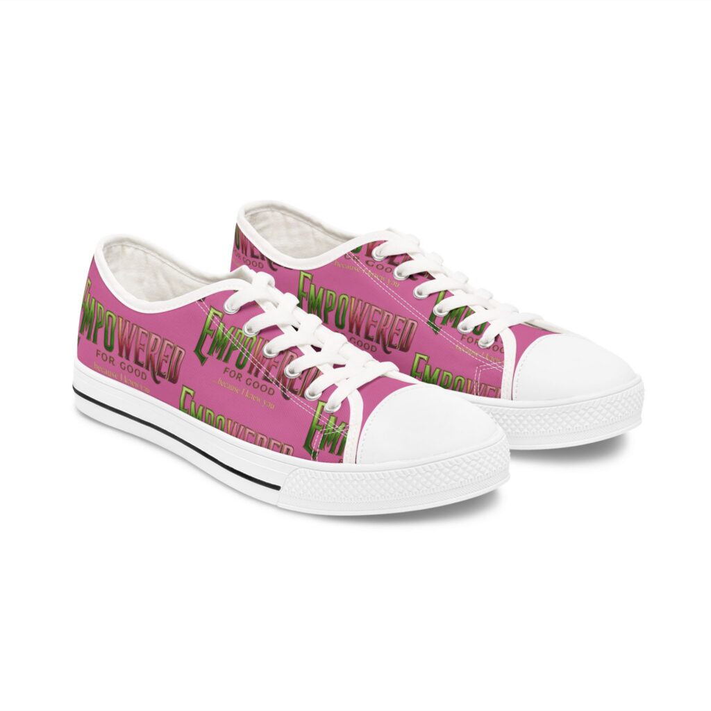 Empowered For Good Women's Low Top Sneakers — Bold Logo Casual Canvas Shoes