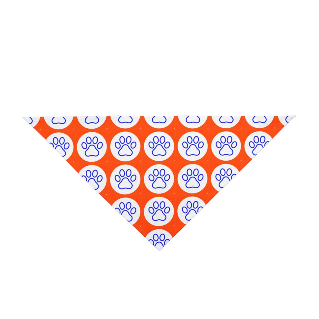 Paw Print Bandana for Dogs & Cats — Orange Circle Pattern Pet Scarf
