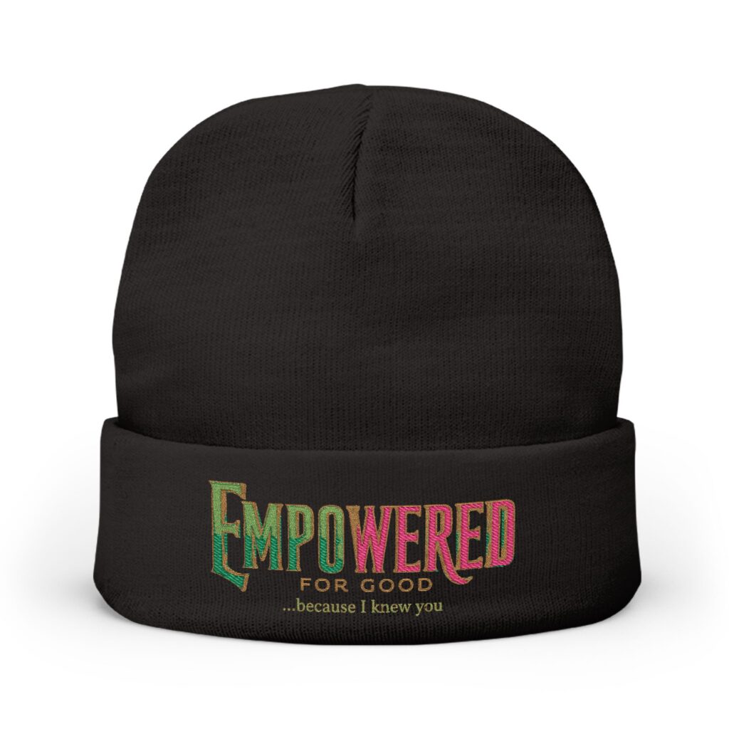 EmPOWERed Knit Beanie — Embroidered 'Empowered' Colorful Cuffed Hat